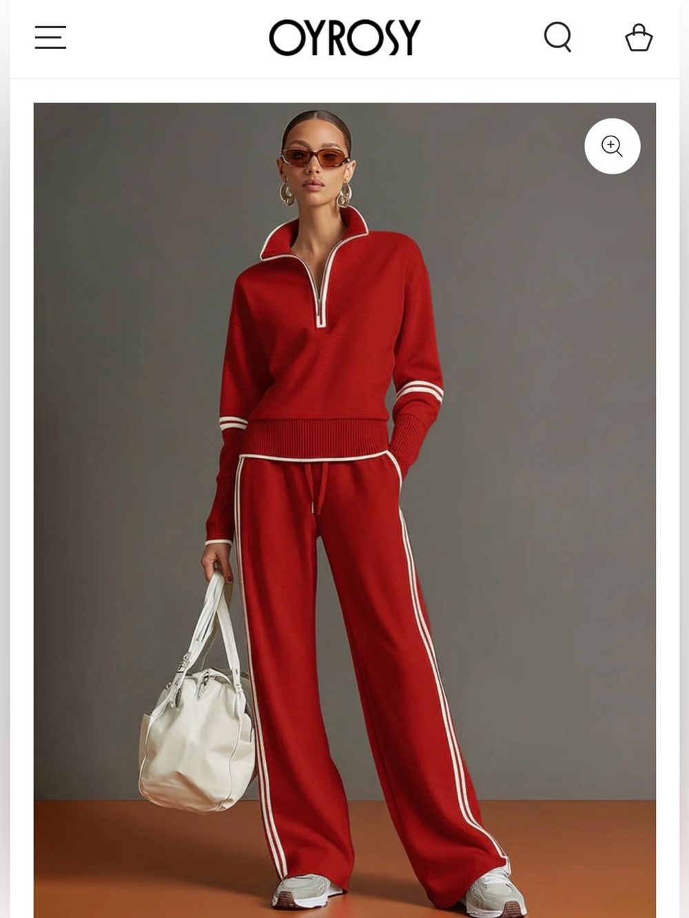 BNWT Ohrosy Red Knit Track Pants sweatsuit set XS